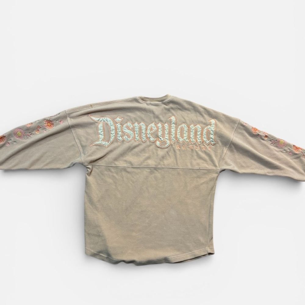 Disneyland Spirit Jersey Pink Velour Floral Sleeve Sweatshirt Womens XS